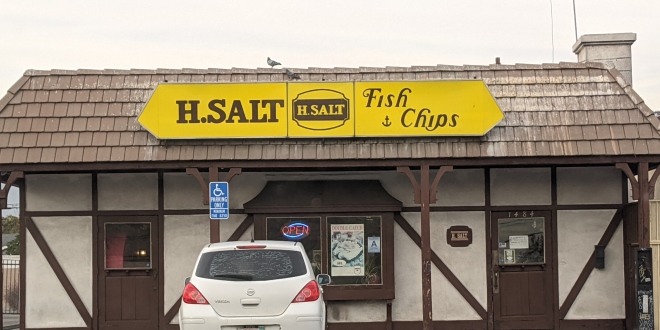 English-style fish and chips served at H. Salt