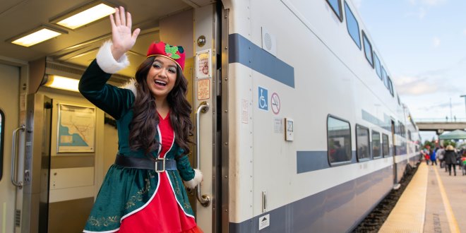 Metrolink Holiday Express Train rolling into San Bernardino this weekend